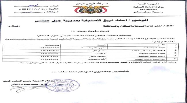  : تعز: قيادة الاصلاح بجبل حبشي تستثمر مشروع استجابة طارئه لتوظيف أقاربها - وثيقة وأسماء